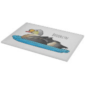 King eider bird cartoon illustration snijplank (Hoek)