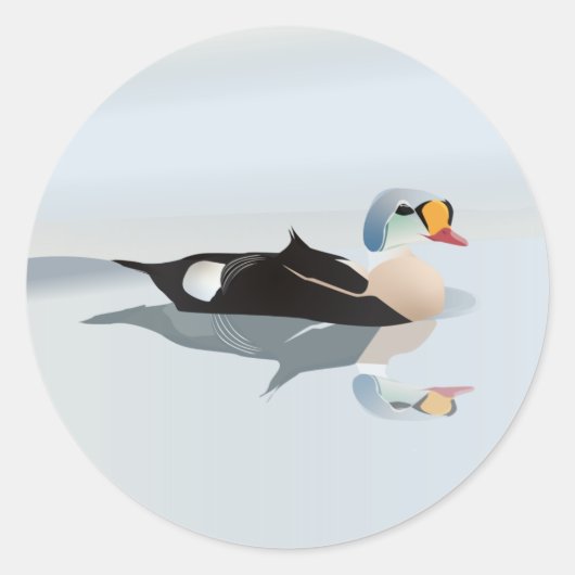 King Eider Duck Ronde Sticker (Voorkant)