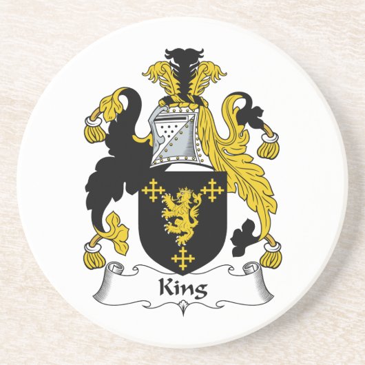 King Family Crest Zandsteen Onderzetter (Voorkant)