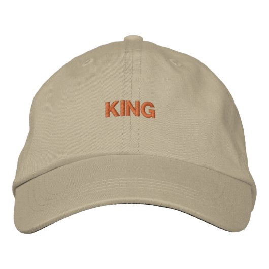 "KING" Geborduurde Khaki Pet (Voorkant)