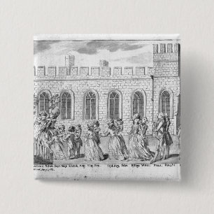King George III en Queen Charlotte Vierkante Button 5,1 Cm