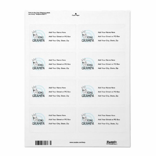King Grampa T-shirts en geschenken Etiket (Full Sheet)