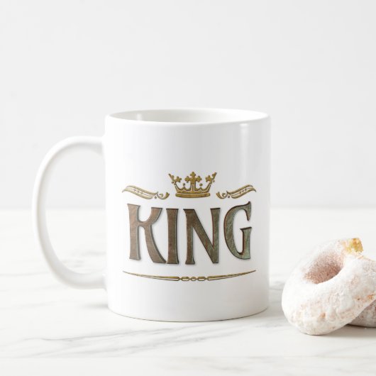 KING - Grand Medieval Royal Crown Lettering Koffiemok (Met donut)