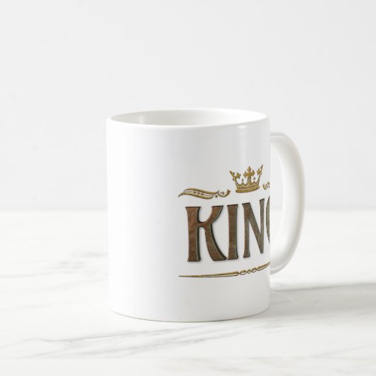 KING - Grand Medieval Royal Crown Lettering Koffiemok (Voorkant rechts)