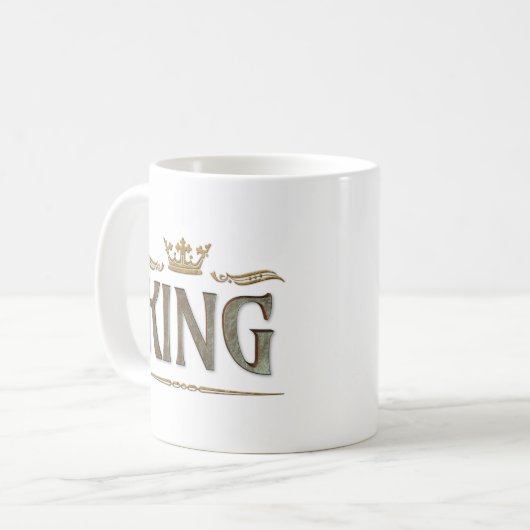 KING - Grand Medieval Royal Crown Lettering Koffiemok (Voorkant links)