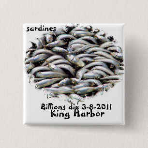 King Harbour-Sardines_ Vierkante Button 5,1 Cm