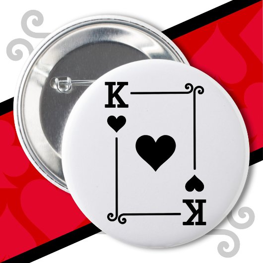 King Hearts Kaart Kostuum Speelkaarten King Hearts Ronde Button 5,7 Cm