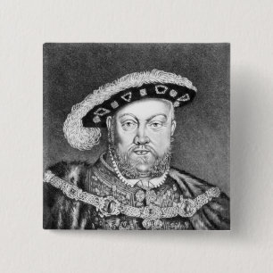 King Henry VIII illustratie Vierkante Button 5,1 Cm