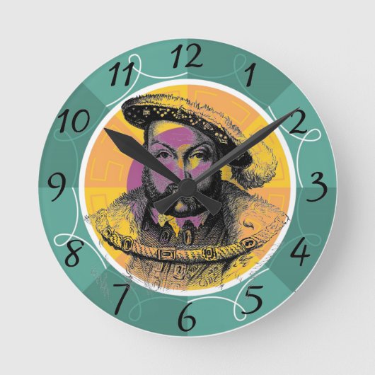 King Henry VIII Wall Clock Ronde Klok (Voorkant)