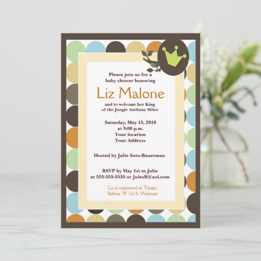 KING in Oerwoud 5x7 Baby Shower uitnodigingen (Staand voorkant)