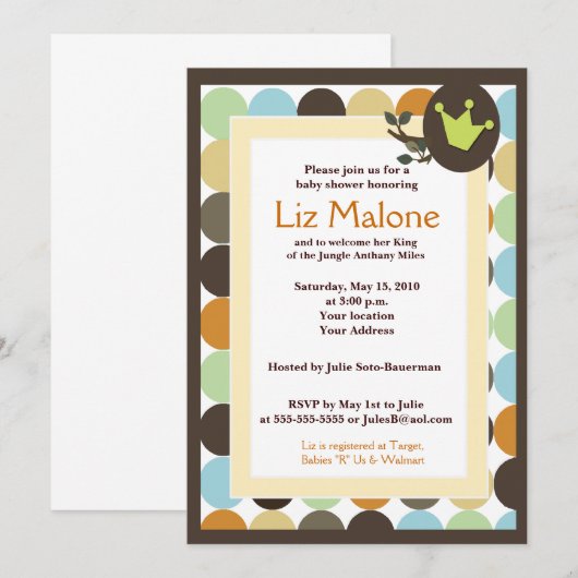 KING in Oerwoud 5x7 Baby Shower uitnodigingen (Voorkant / Achterkant)