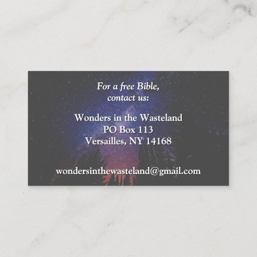 King James Bijbel Verlossing Evangelie Tractaat Visitekaartje (Achterkant)