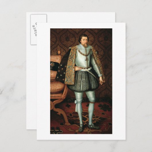 King James I of England (1566-1625) (olie op canva Briefkaart (Voorkant / Achterkant)