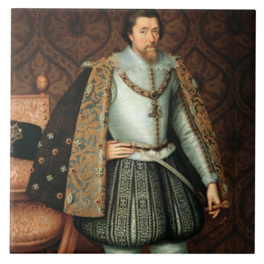 King James I of England (1566-1625) (olie op canva Tegeltje (Voorkant)