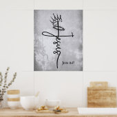 KING JESUS Christelijk Cross Grunge Hand Letter Gr Poster (Keuken)