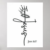 KING JESUS Christelijk kruis zwart wit Poster (Voorkant)