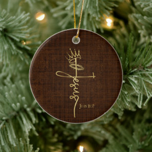 KING JESUS Elegant Brons Christelijk Kerstmis Keramisch Ornament
