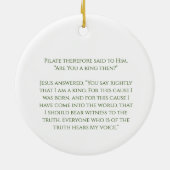 KING JESUS Elegant Groen/Goud Christelijk Kerstmis Keramisch Ornament (Achterkant)