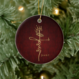 KING JESUS Elegant Mahonie Christelijk Kerstmis Keramisch Ornament