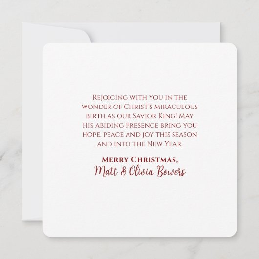 KING JESUS Elegant Rood Vlak Christelijk Kerstmis Kaart (Achterkant)