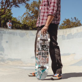 King Jesus Rules Red Brick Graffiti Christelijk Persoonlijk Skateboard