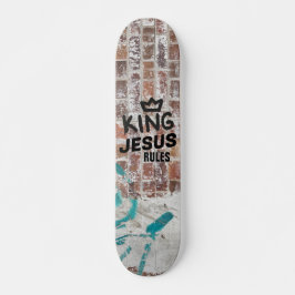 King Jesus Rules Red Brick Graffiti Christelijk Persoonlijk Skateboard