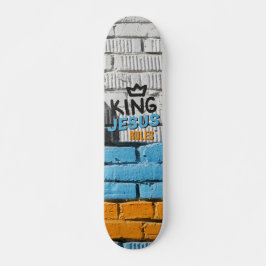 King Jesus Rules White Brick Graffiti Christelijk Persoonlijk Skateboard