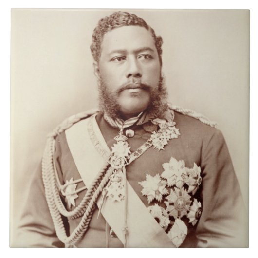 King Kalakaua (1836-91), wijlen c19th (foto sepia) Tegeltje (Voorkant)