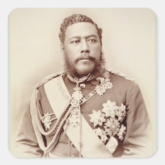 King Kalakaua (1836-91), wijlen c19th (foto sepia) Vierkante Sticker (Voorkant)