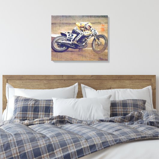 "King" Kenny Roberts, in actie op de crossmotor Canvas Afdruk (Insitu (Slaapkamer))