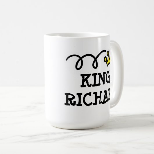 King-koffie-mok met gepersonaliseerde naam koffiemok (Voorkant rechts)
