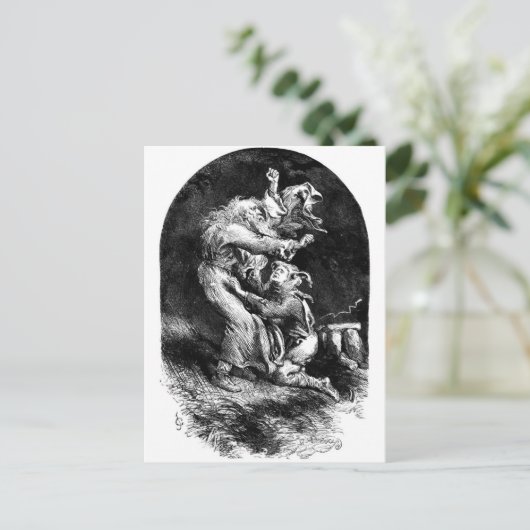 King Lear en Fool in een Storm Briefkaart (Staand voorkant)