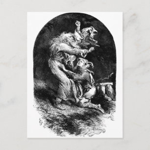 King Lear en Fool in een Storm Briefkaart