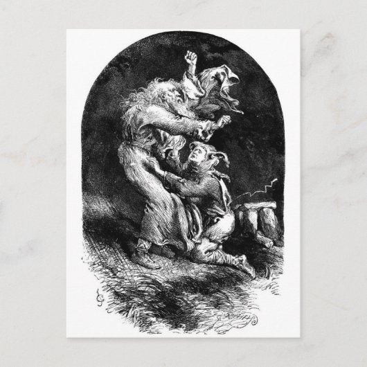 King Lear en Fool in een Storm Briefkaart (Voorkant)