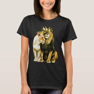 King Lion Crown Queen Lioness Crown T-shirt