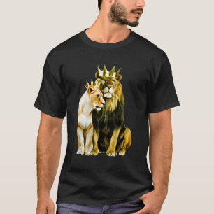 King Lion Crown Queen Lioness Crown T-shirt