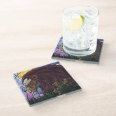 King Lion en Cubs Art Glazen Onderzetter (Schuin)