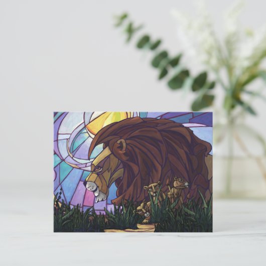 King Lion en Cubs Briefkaart (Staand voorkant)