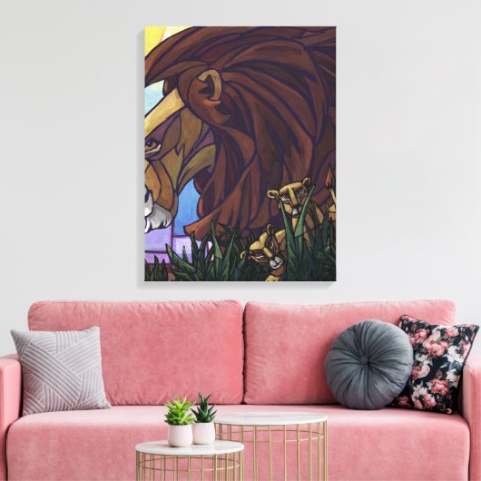 King Lion en Cubs Canvas Afdruk (Insitu (Woonkamer))