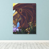 King Lion en Cubs Canvas Afdruk (Insitu (Houten vloer))