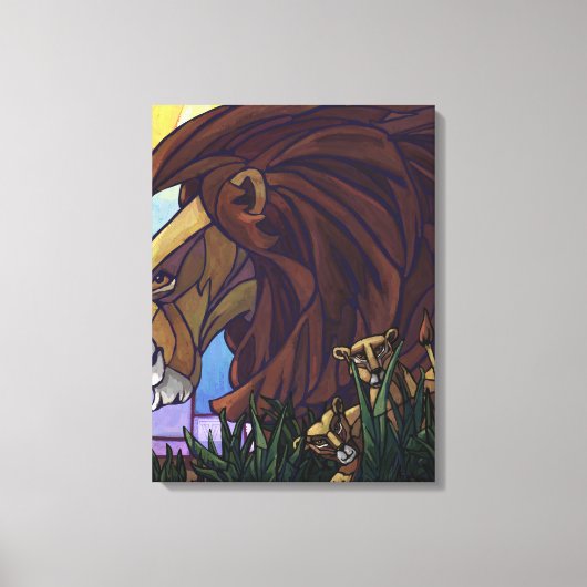 King Lion en Cubs Canvas Afdruk (Voorkant)