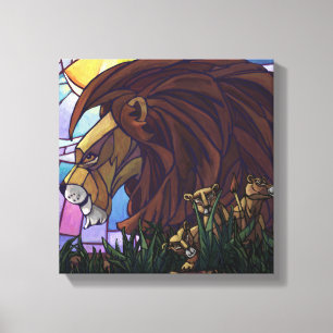 King Lion en Cubs Canvas Afdruk