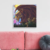 King Lion en Cubs Canvas Afdruk (Insitu (Woonkamer))