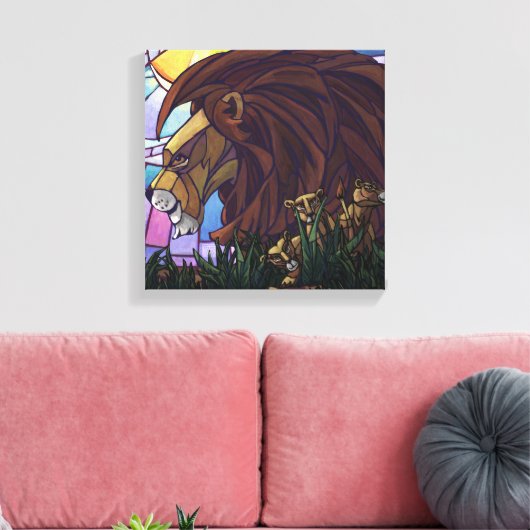 King Lion en Cubs Canvas Afdruk (Insitu (Woonkamer))