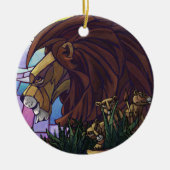 King Lion en Cubs Keramisch Ornament (Voorkant)