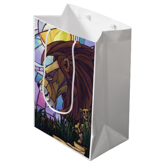 King Lion en Cubs Medium Cadeauzakje (Voorkant Gekanteld)