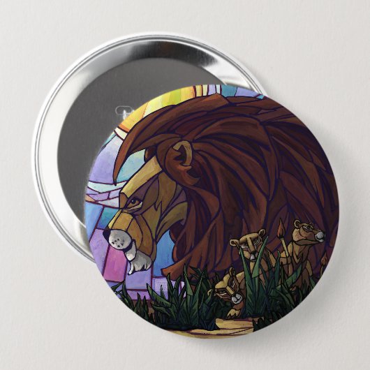 King Lion en Cubs Ronde Button 4,0 Cm (Voorkant /achterkant)