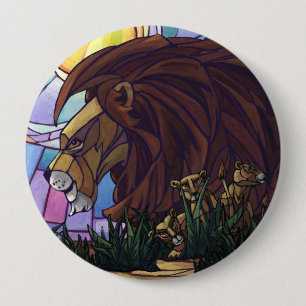 King Lion en Cubs Ronde Button 4,0 Cm