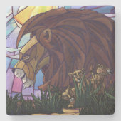 King Lion en Cubs Stenen Onderzetter (Voorkant)