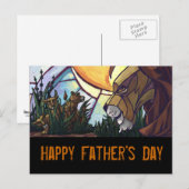 King Lion en Cubs Vaderdag Briefkaart (Voorkant / Achterkant)